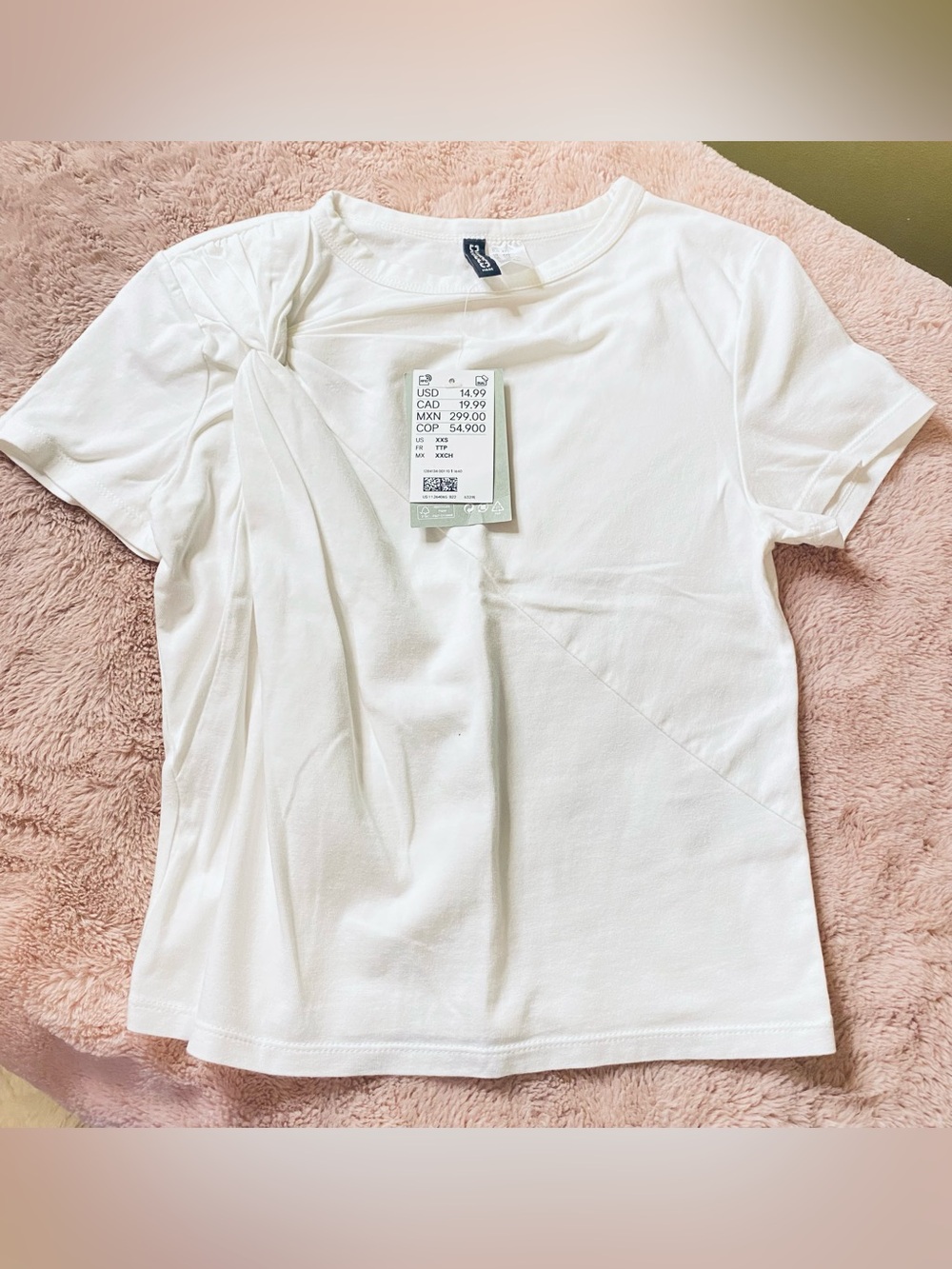 H&M Kids White Short Sleeve Twisted Front Tee
